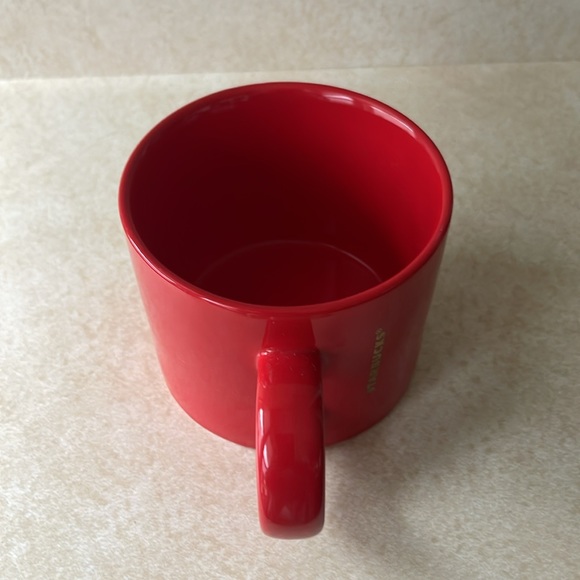 Starbucks 2017 Red Ceramic Coffee Mug With Gold Logo Lettering - Picture 6 of 7